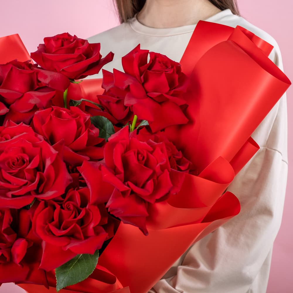 15 французских роз с эвкалиптом (цвет на выбор) — фото 3 — купить в Тбилиси — фото 3