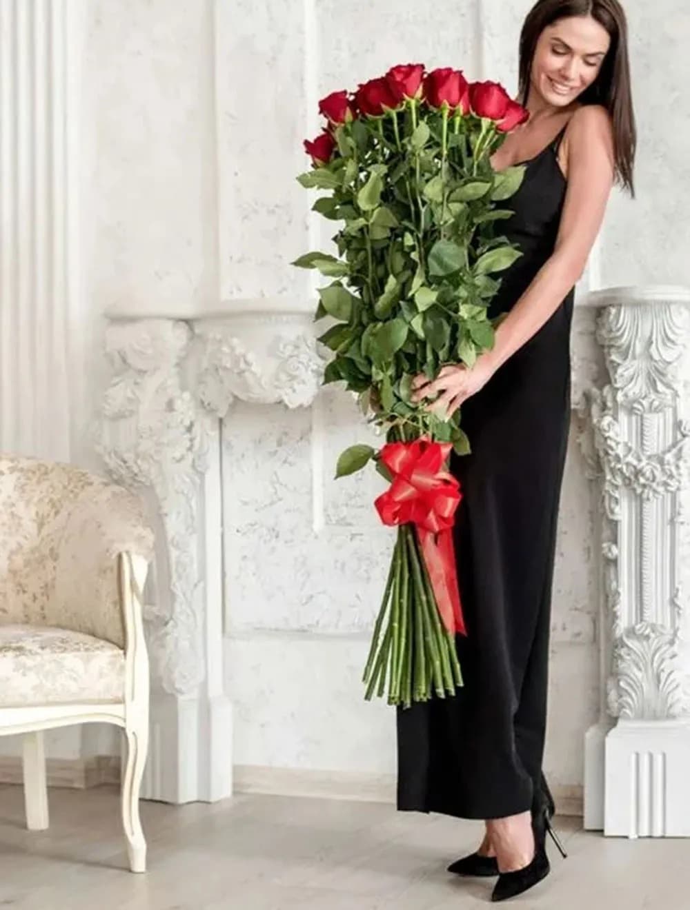 25 эквадорских роз 80 см (цвет на выбор)