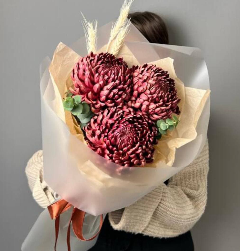 3 хризантемы "Бигуди"