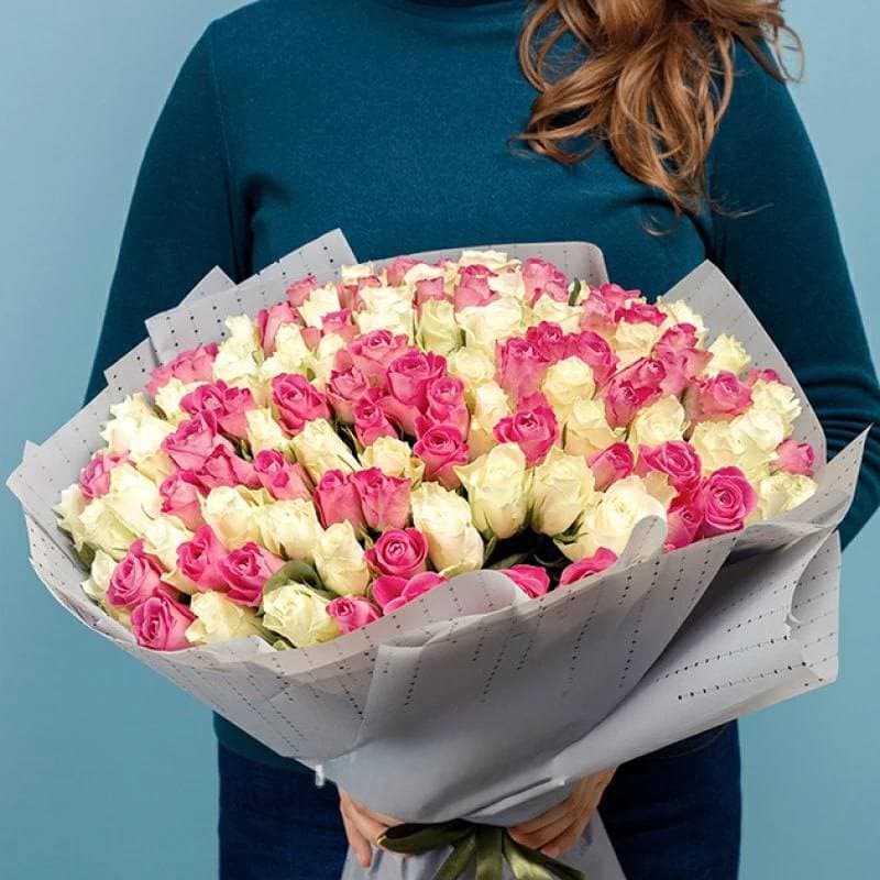 Букет из 101 кенийской розы: розовый микс