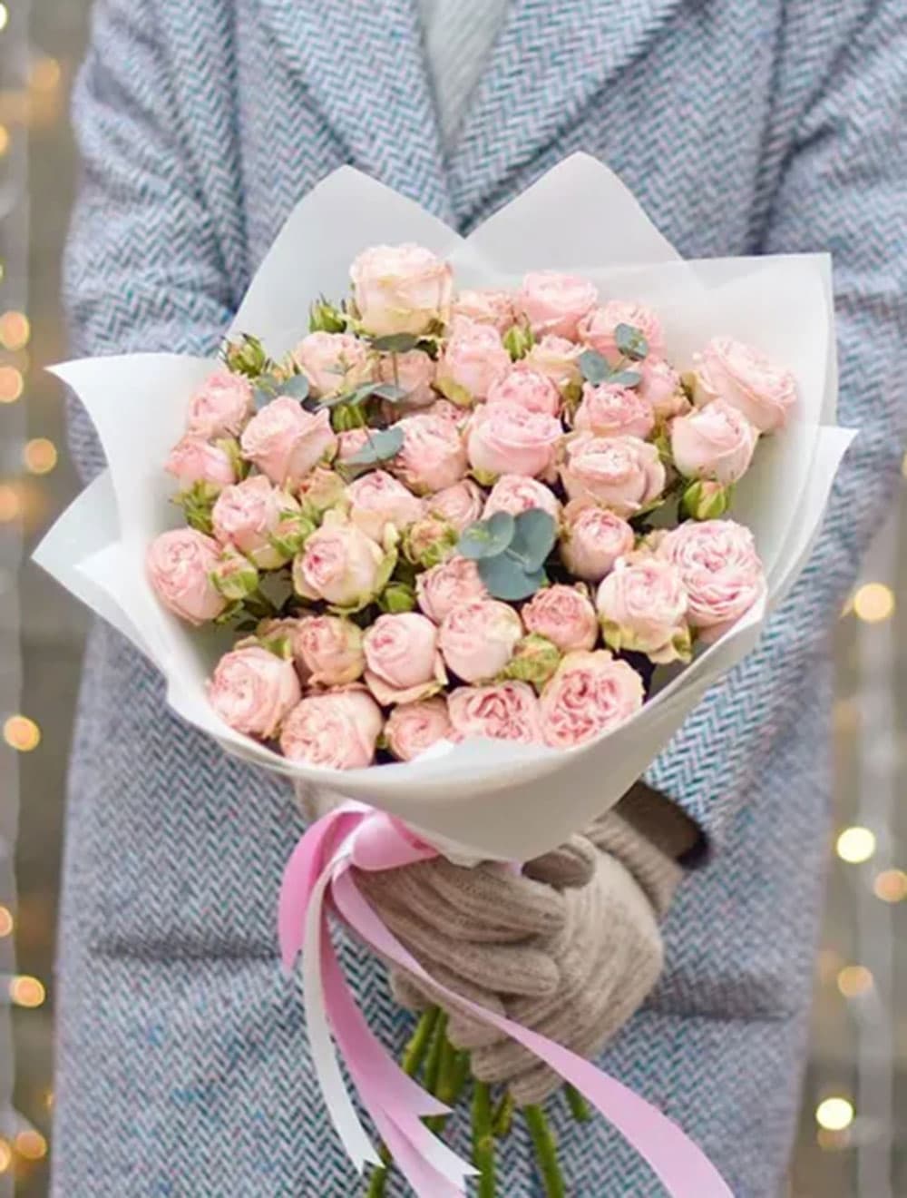 Букет с пионовидной розой "Бомбастик"